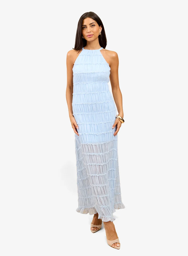 Little Mistress Blue Texture Maxi Dress